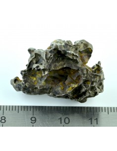 Golden Pallasite 16.67 g – Small Sculptural Meteorite with Olivine Cav