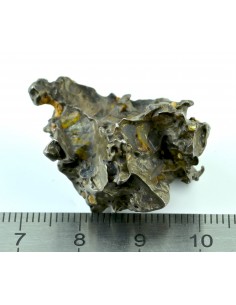 Golden Pallasite 16.67 g – Small Sculptural Meteorite with Olivine Cav 2
